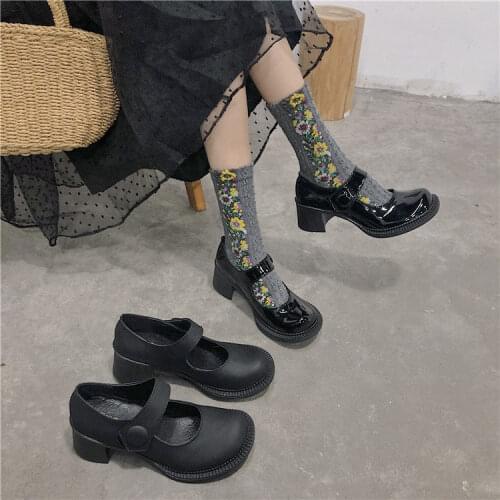 2021 Womens Shoes Thick Heel Fashion Personality Mary Jane Shoes Retro Sexy Small Leather Shoes High Heel British Style Shoes