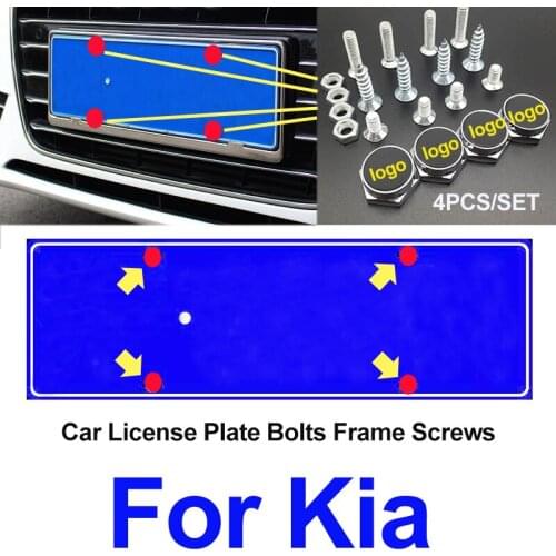 1set Car Accessory License Plate Frames Screw Cap Covers With Car Emlem For Rio Ceed Sportage Soul Cerato K2 k3 k5 Sorento Venga