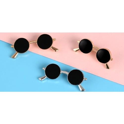 1PCS Delicate Mini Sunglasses Brooch Fashion Popular Party Costume Shirt Decoration Alloy Pin Drop Oil Gold Silver Glasses Pin