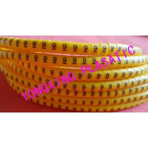 100pcs/box EC-0 1.0mm2 8 9 different number cable marker yellow color