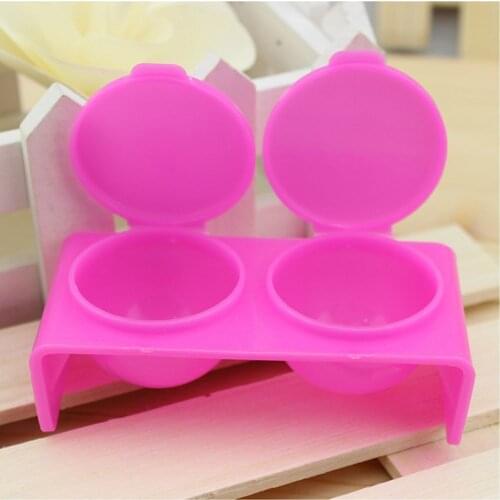 2 PCS Acrylic Nail Art Plastic Double Dappen Dish Case & Cover - Pink