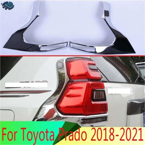 2PCS/Set Bright Silver ABS Chrome Car Exterior Rear Lamp Shade Cover for Toyota Prado 2018 2019 Car Lamp Car Styling Accessories