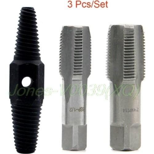 3pcs 1/2 Inch 3/4 Inch Wire Screw Extractor Broken Water Pipe Thread Repair Tap Set High Carbon Steel Remover Tools