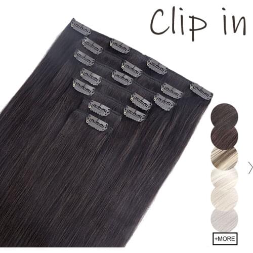 Straight Clip in Hair Extensions Brown to Bleach Blonde Real Human Hair Remy Hair Clip in Hair Extensions 24 inch 120g 7pcs