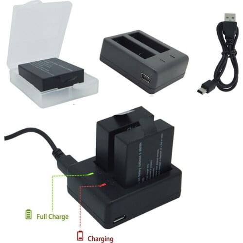 Storage Battery 2pcs with charger VeFly Soocoo SJ5000 Charger For Ken H9r / H9 1050mah Battery Action Camera Battery Charger