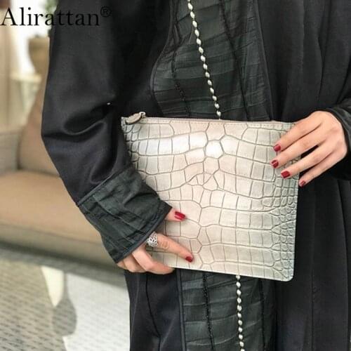 Alirattan Women Pouch Trendy Envelope Bag High Quality Crocodile Pattern Retro Clutch Fsahion Travel Wallet Phone Bags Brown Ins