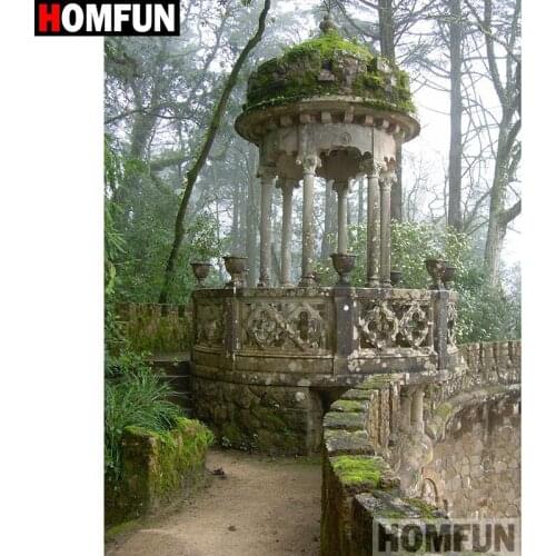 HOMFUN Full Square/Round Drill 5D DIY Diamond Painting "Pavilion scenery" Embroidery Cross Stitch 5D Home Decor Gift A16514
