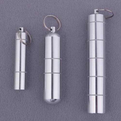 Pill Case Waterproof Keychain Delicate Seal Medicine Organizer Box Outdoor Pocket Pill Holder Container Capsule Shape Aluminum