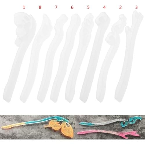 DIY Silicone Hairpin Mold Making Hair Stick Mould Jewelry Pendant Resin Craft