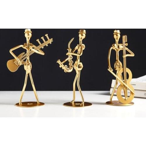 Home Decor Iron Art Musician Ornament Golden Statue Sculpture Home Decoration Accessories Modern Desktop Room Office Gifts