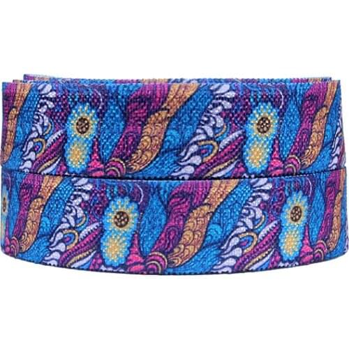 FLRA Elastic(100yards/lot) FLORA ribbons Wholesale blue flower fold over elastic for foe hair ties