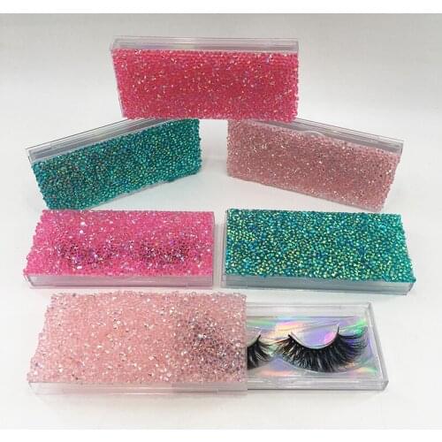Individual Full Strip Lashes Case Holographic Pink Diamond Empty Lash Packaging for 10mm 15mm 18mm 20mm Eyelash