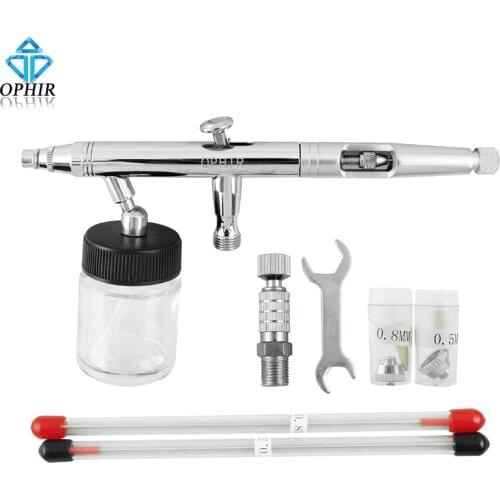 OPHIR Dual-Action Airbrush Gun Pro Spray Gun Set Kit Airbrush Hobby Crafts Auto Paint Cake 3 Tip for Air Compressor _AC093