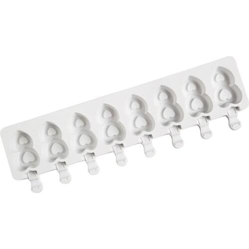 Creative Ice Pop Mold Double Heart Shaped BPA Free Homemade 8-Cavity Home Kitchen DIY Tools Ice Pop Maker for Home Silicone Mold
