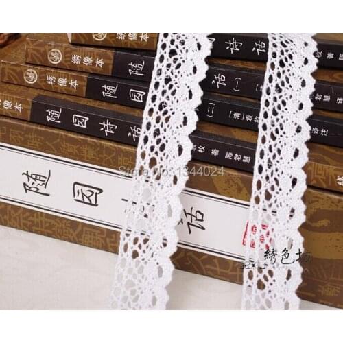 30 Meters 2.5cm Width100% Cotton Lace Fabric Milky White Lace Trim Furnishing Warp Knitting Embelishments for Cloth or Bag