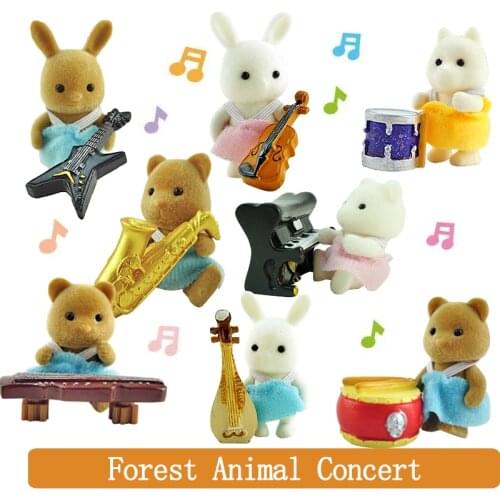 1:12 Forest Animal Family Doll House Accessories Mini Simulation Musical Instrument DIY Pretend Play Toy Rabbit Piano Girls Toys