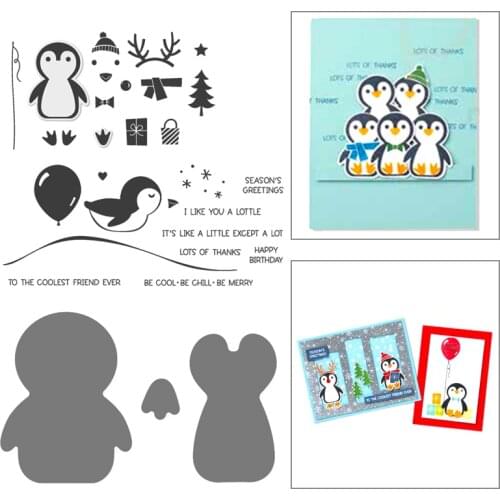 PENGUIN Metal Cutting Dies and Stamps Stencils For DIY Scrapbooking Decorative Embossing Winter Handcraft Die Cutting Christmas