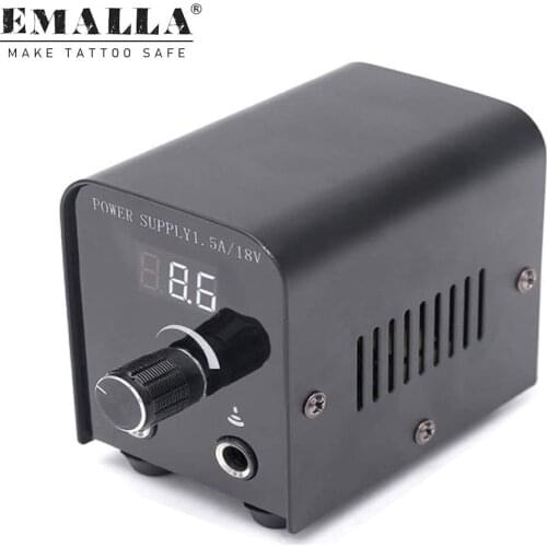 EMALLA Black/Red Mini Digital Tattoo Power Supply LED Display Tattoo Power Supply Tattoo Power Cord For Tattoo Machine Gun