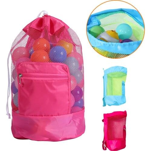 Beach Storage Bag Foldable Drawnet Bag Multi Purpose Backpack Beach Toy Clothes Towel Sundries Storage Protable Mesh Package