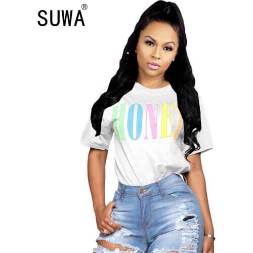 Colorful letter printed high street fashion classic t-shirt top 2020 summer short sleeve tee casual street lounge wear