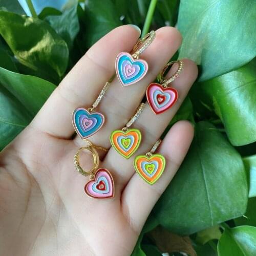 5Pairs/Lot Fashion Products Newest Arrived Cute Colorful Enamel Heart Drop Earrings