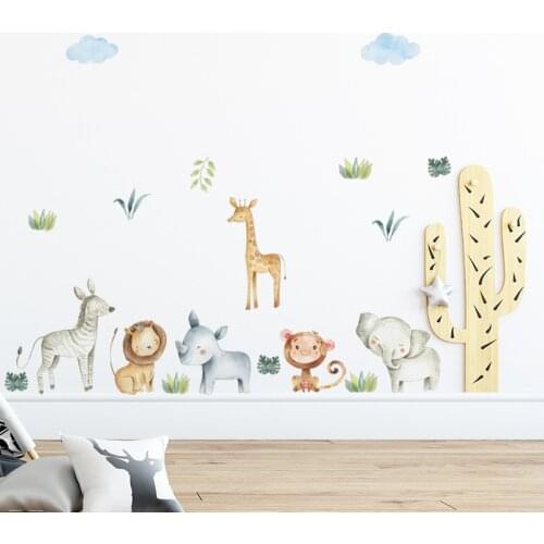 Cartoon Hand Drawn Animals Wall Sticker for Home Decor Kids room Kingdergarten Wall Decor Stickers Vinyl Wall Decals Home Decor