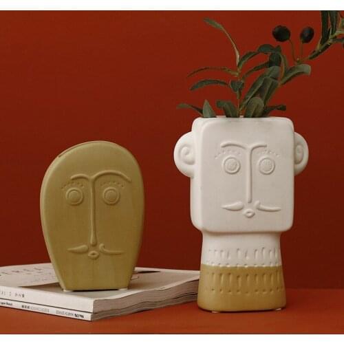 Nordic Face Ceramic Vase Simple Living Room Flower Arrangement Home Decoration Art Decoration Light Luxury Decoration