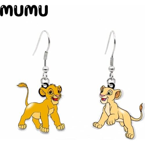 2020 New Lion King Dangle Earring Simba and Nana Acrylic Earrings Handmade Jewelry Epoxy Resin Fish Hook Earring