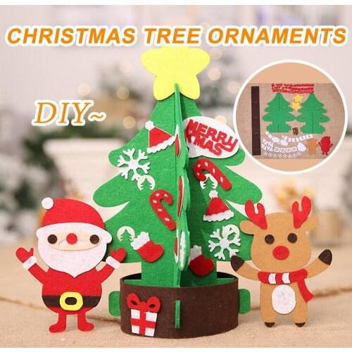 2020 Newest Christmas Desk Tree DIY Felt Christmas Tree With Light Toddler Children Xmas New Year Gift Table Top Decor 1