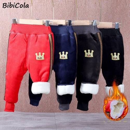 New boys Girls Pencil Pants Winter Thick Velvet Pants Stretch Waist Kids Pants Warm Children Trousers Baby Girls Thicken Pants