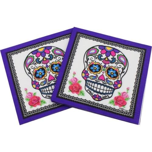 20pcs/lot Halloween Skull Printing Disposable Napkins Pumpkin Lantern Printing Halloween Carnival Party Decoration Supplies