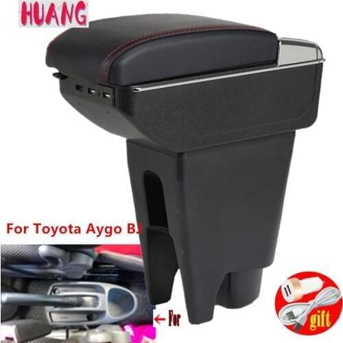 For Toyota Aygo BJ Armrest box Interior Parts special Retrofit parts Car Armrest Center Storage box USB LED