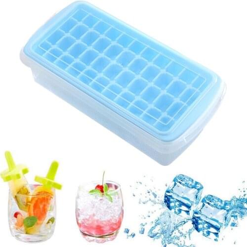 Ice Cube Tray with Lid and Bin, 44 Nugget Silicone Ice Tray for Freezer, Comes with Ice Container, Scoop and Cover