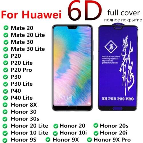 Rinbo Full Cover Tempered Glass For Huawei P20 Pro P30 P40 Lite Screen Protector For Honor 7X 8X 9X 9A 10 20 10i 20i Lite