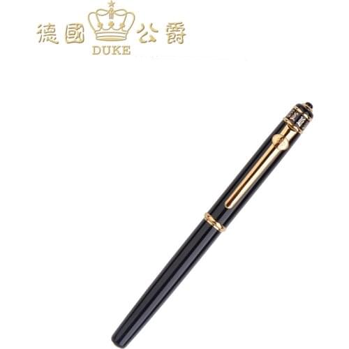 Luxury 8k Gold Pen High Quality Duke Fountain Pen Medium Nib Ink Pen Free Shipping Business Gift Pens Office and School Supplies