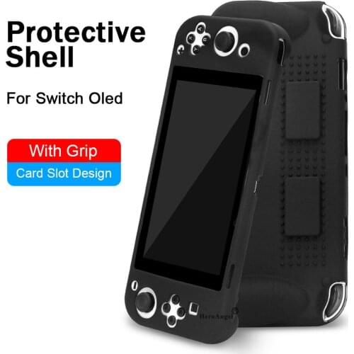 For Nintendo Switch OLED Silicone Protective Shell Soft Skin Case with 2 Card Slots Game Console Cover for Switch OLED Accessory