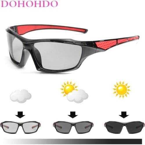 DOHOHDO New Driving Photochromic Sunglasses Men Polarized Chameleon Discoloration All Day Change Color Snow Light Gafas De Sol
