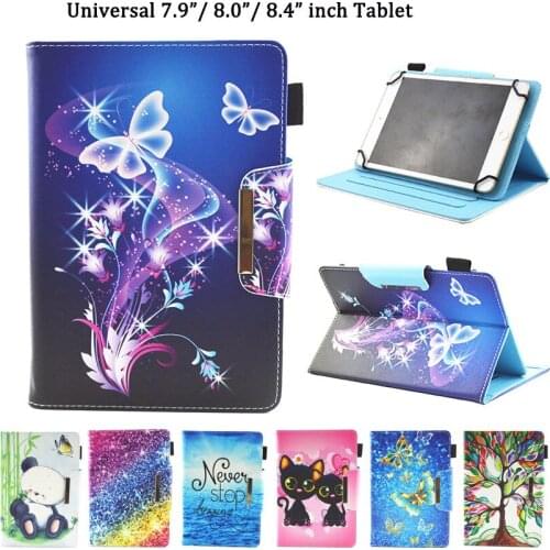 Universal Case for 7.9" 8.0 8.4 inch Tablet Cover for iPad mini 1 2 3 4 5 2019 Samsung Huawei T3 8.0 PU Leather Stand Funda