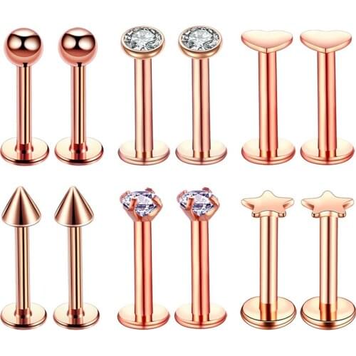 Heart Star Labret Bars Cartilage Earring Piercing Stud Star Tragus Bar Lip