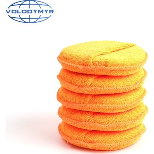 Wax Applicator Microfiber Pad Polishing Sponge 5 Inch Diameter Detailing Tools After Waxing for Car Clean Auto Cleaning Detail