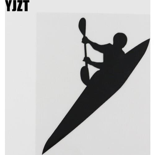 YJZT 10.9CMX12.6CM Kayak And Rower Water Sports Vinyl Car Sticker Black/Silver 8A-0287