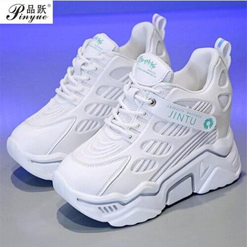 Spring Women Chunky Sneakers Fashion Lace Up Dad Shoes Female Platform Casual Shoes White Woman Trainers 10.5cm
