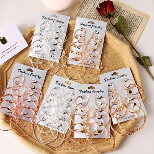 Vintage Oversize Circle Round Earrings for Womens Statement Punk Hoop Earrings Fashion Brincos Jewelry