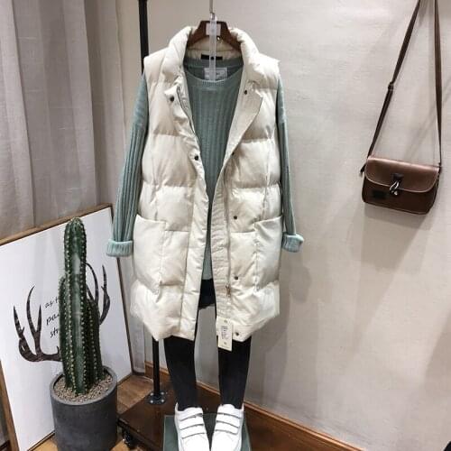 New 2021 Fashion Slim Fit Long Vest Women Thicken Cotton Padded Women Winter Vest Sleeveless Jacket Women Waistcoat