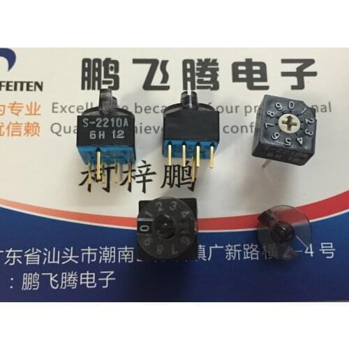 1PCS Japan COPAL S-2210A 0-9/10-bit rotary coding dial code switch positive code with hat with handle 4: 1 foot cross head