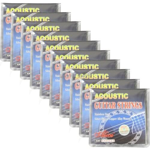 10Sets Alice Acoustic Guitar Strings Silver Plated Copper Alloy Wound A307-SL