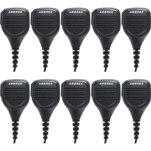 10PCS ABBREE AR-760 Rainproof Shoulder Speaker Microphone for Walkie Talkie TYT TH-UV8000D MD-380 Baofeng UV-5R UV-82