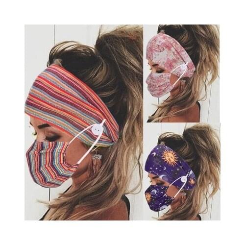 2Pcs/set Cloth Hair Band Turban Hair Accessories with Button Buckle Elastic Yoga Sweatband Heandband Gym Hair Accessories