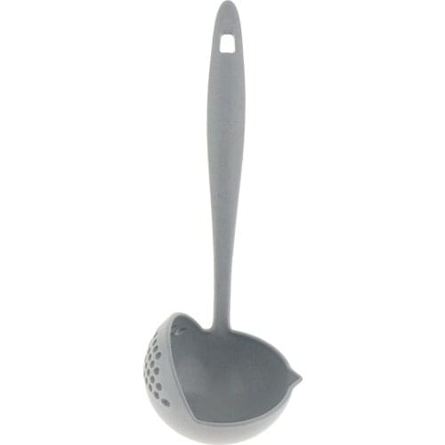 2in1 Soup Spoon Long Handle Kitchen Strainer Solid Color Cooking Colander Kitchen Scoop Plastic Tableware Colander Supplies