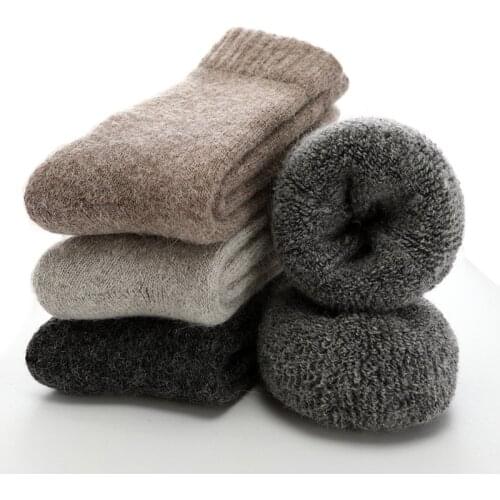 2020 Super Thicker Solid Socks Merino Wool Rabbit Socks Against Cold Snow Winter Warm Funny Happy Male Men Socks